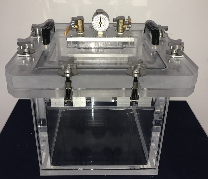 Pressure and Vacuum Chamber, Clear Acrylic, 18 inch Cube, Full Vacuum to 15 PSIG