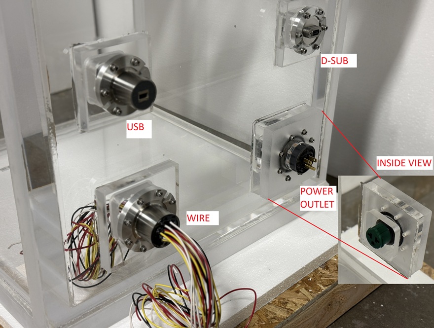 USB, D-SUB, Wire, and Power Outlet (NEMA) Vacuum Feedthrough