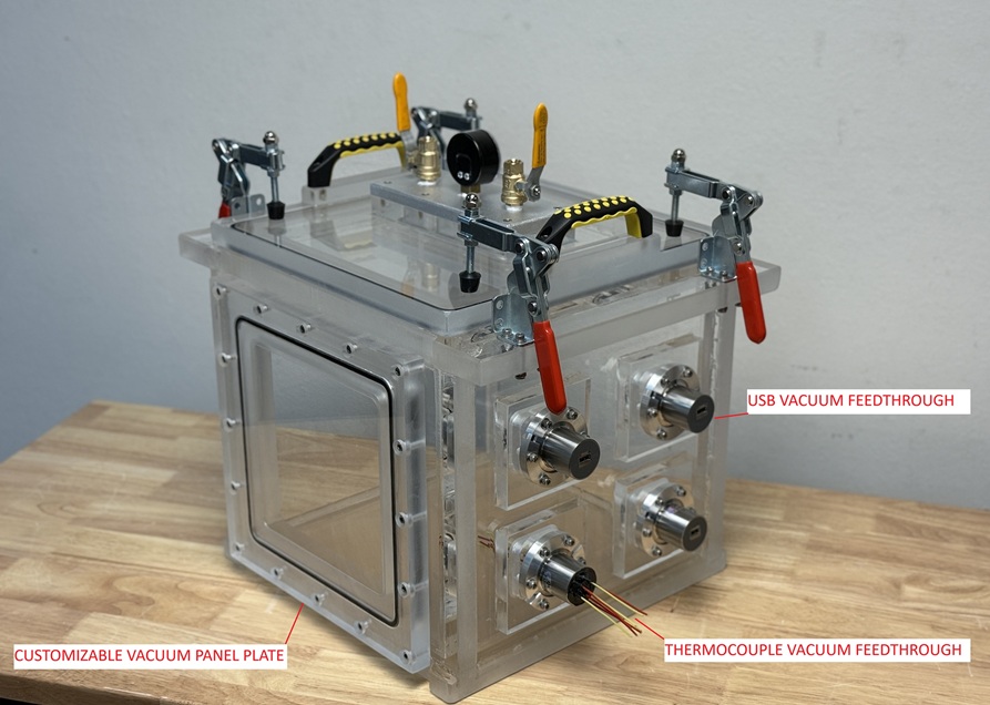 Various Vacuum Feedthroughs on Vacuum Chamber