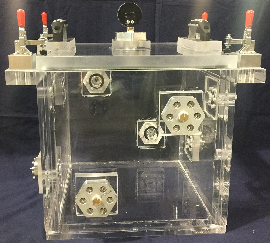 plexiglass test chamber for research on thin film