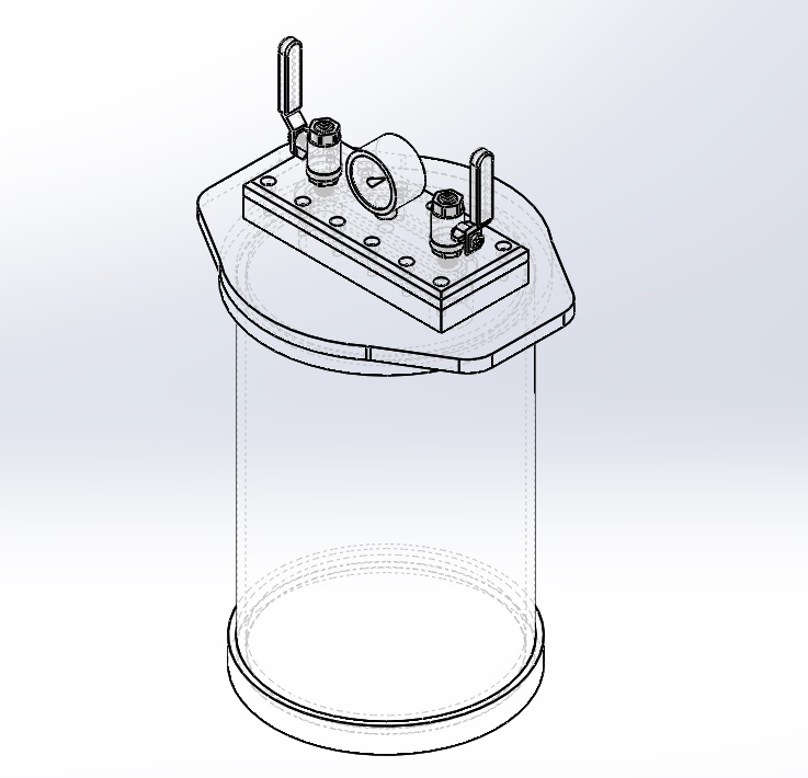 Acrylic Vacuum Chamber, Cylinder, 12 inch diameter, 18 inch height, Top  Load Model, Gas Spring Supported Lid